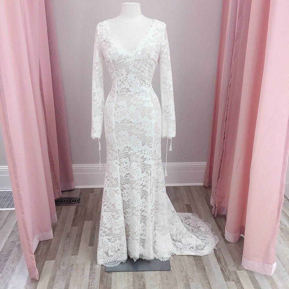 Watters wedding gown Luna fitted lace long sleeve